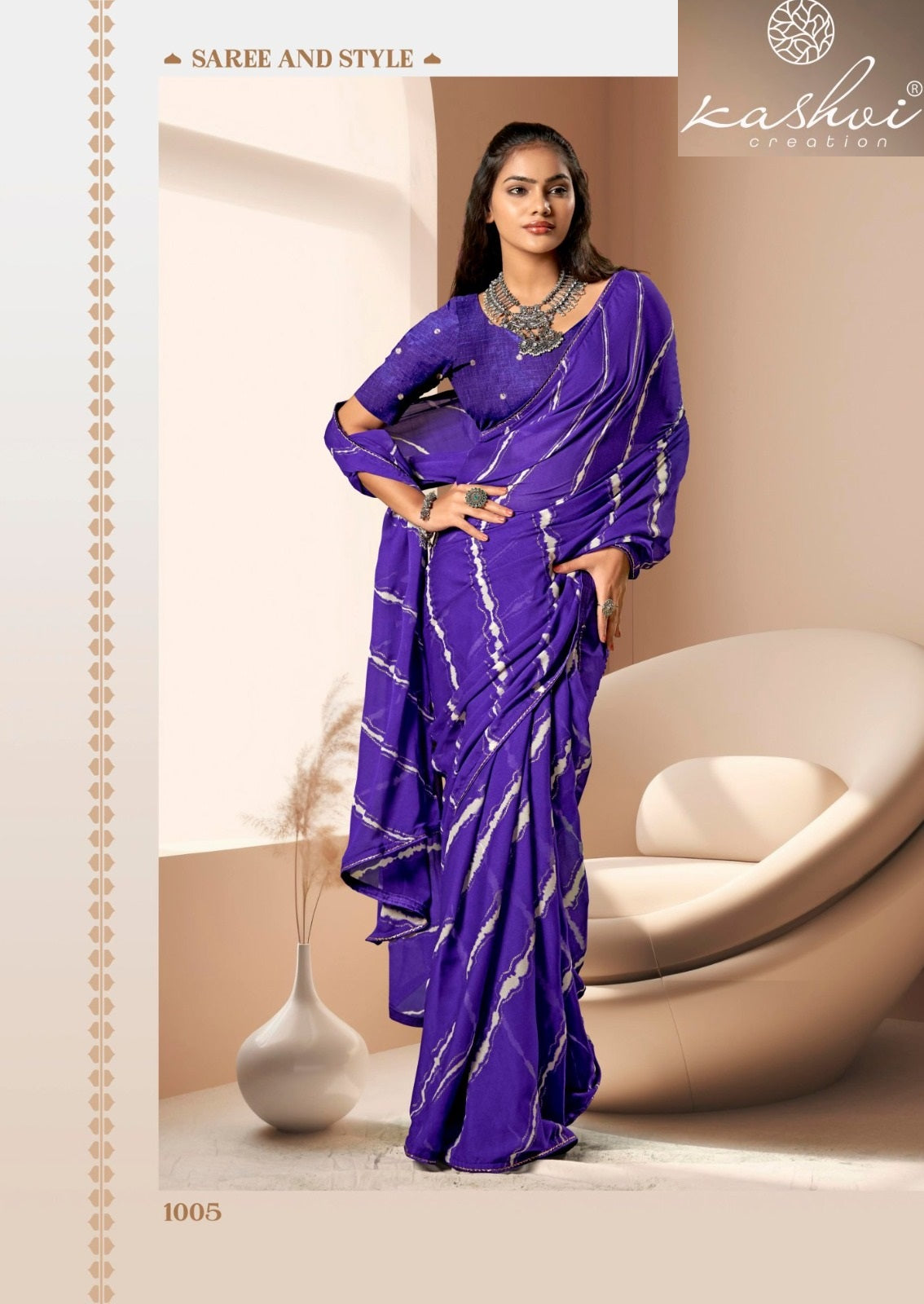 Amrita Kashvi Creation Dull Moss Sarees Wholesaler Gujarat