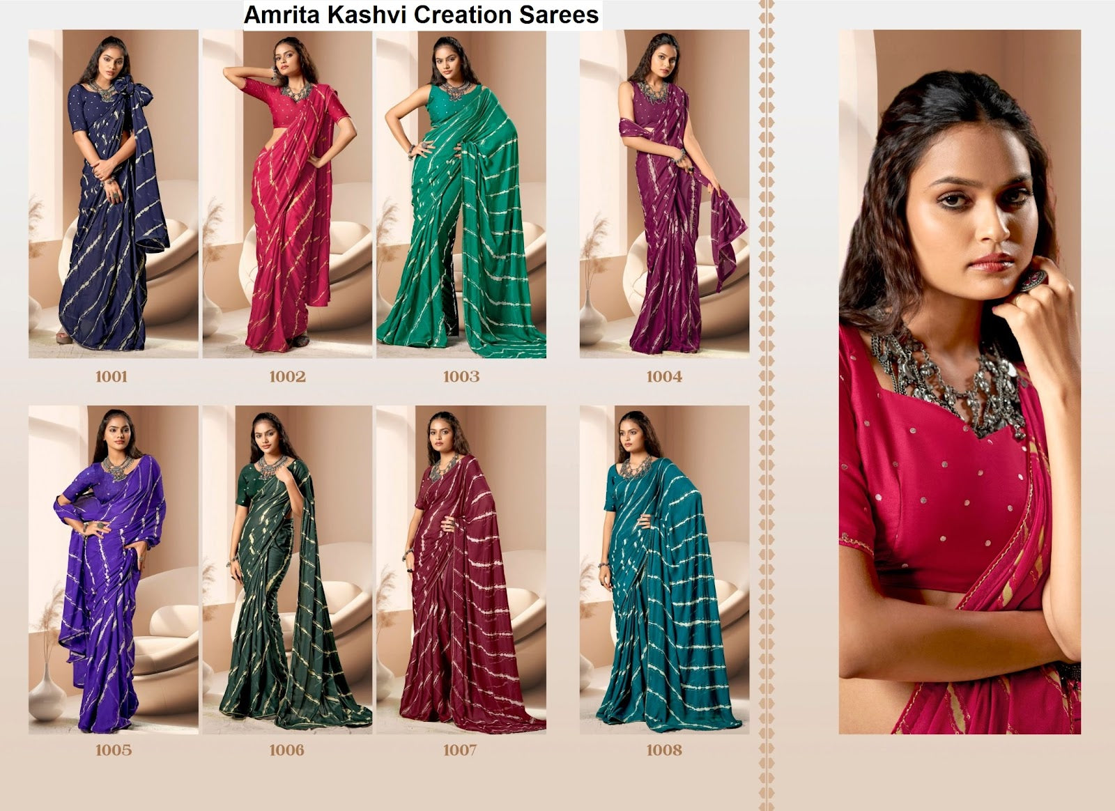 Amrita Kashvi Creation Dull Moss Sarees Wholesaler Gujarat