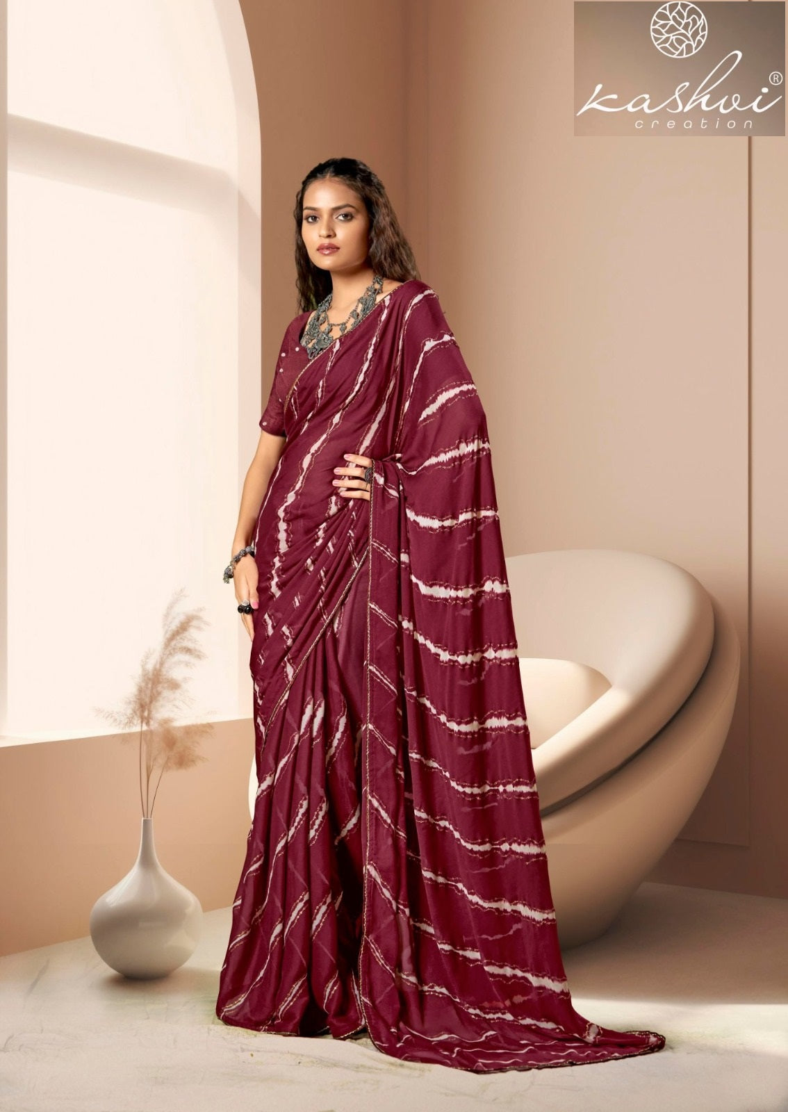 Amrita Kashvi Creation Dull Moss Sarees Wholesaler Gujarat