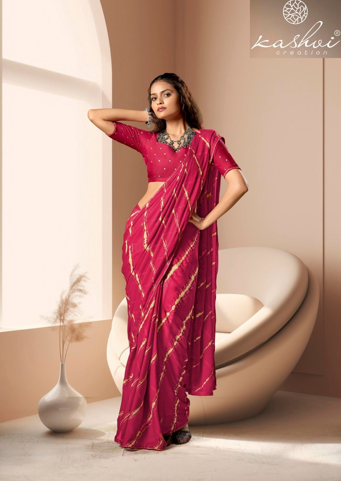 Amrita Kashvi Creation Dull Moss Sarees Wholesaler Gujarat