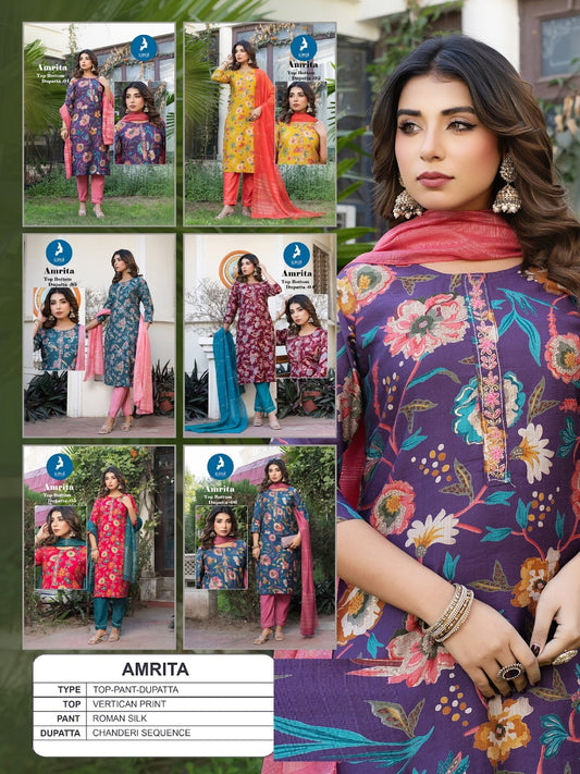 Amrita Kaya Vertican Readymade Pant Style Suits Supplier