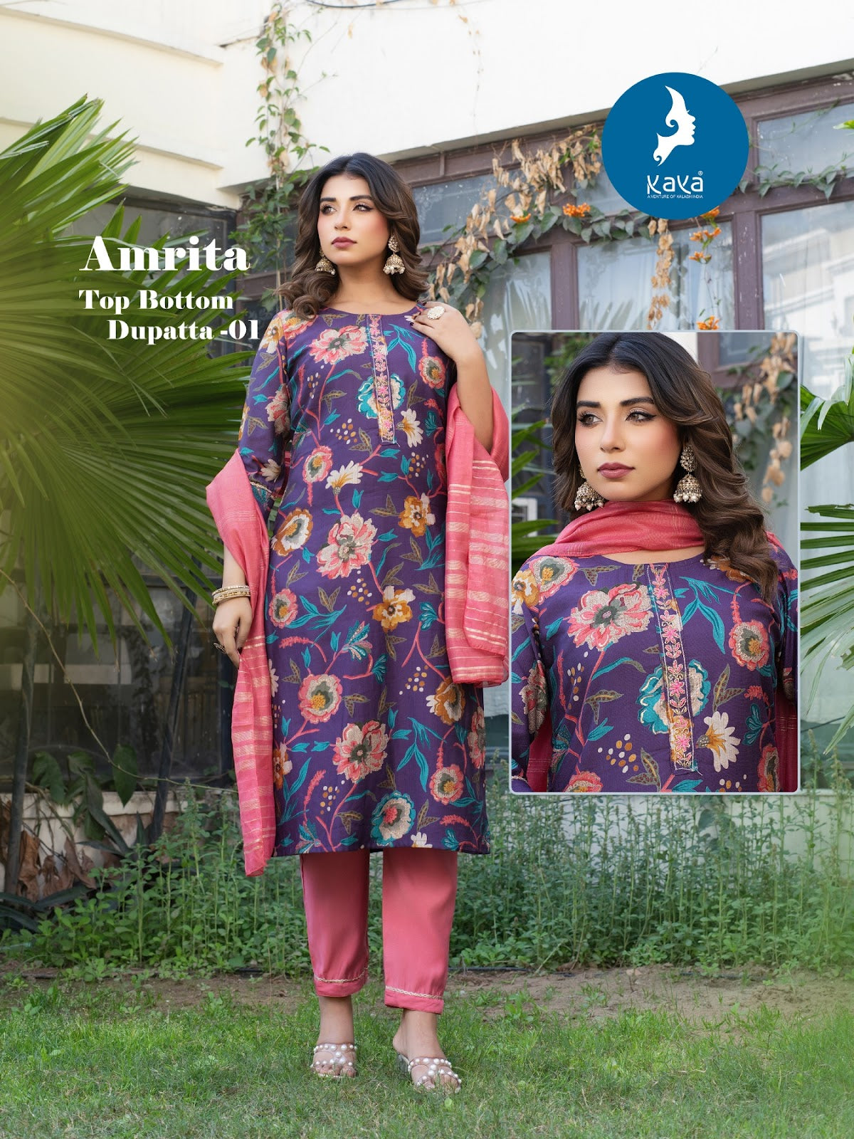 Amrita Kaya Vertican Readymade Pant Style Suits Supplier