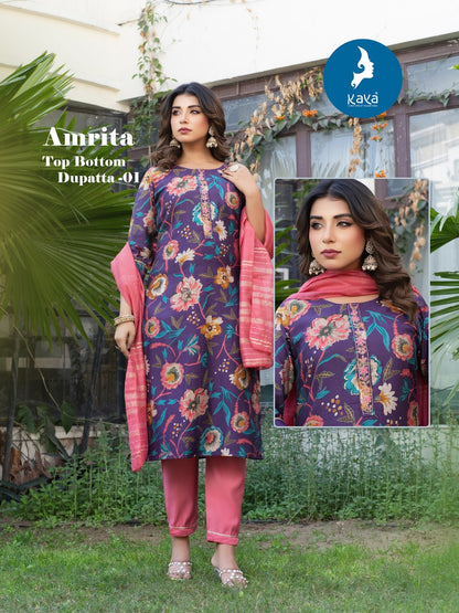 Amrita Kaya Vertican Readymade Pant Style Suits Supplier