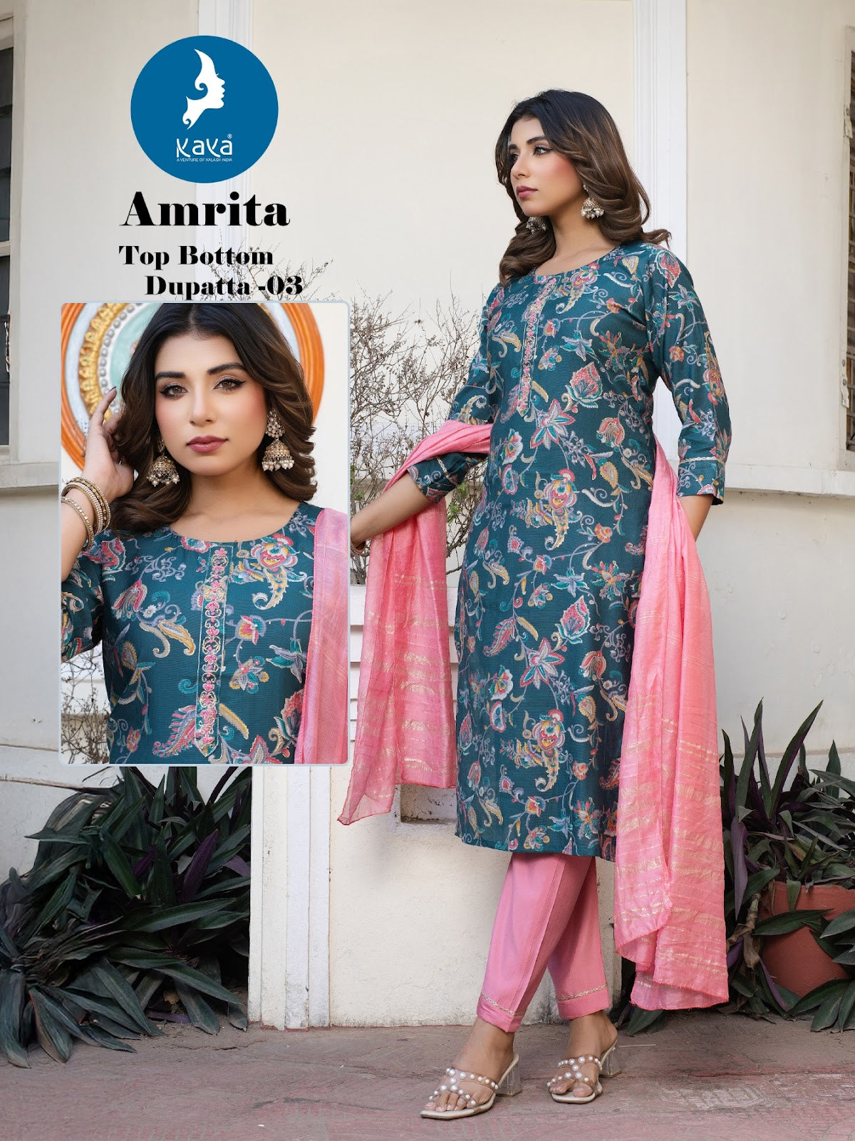 Amrita Kaya Vertican Readymade Pant Style Suits Supplier