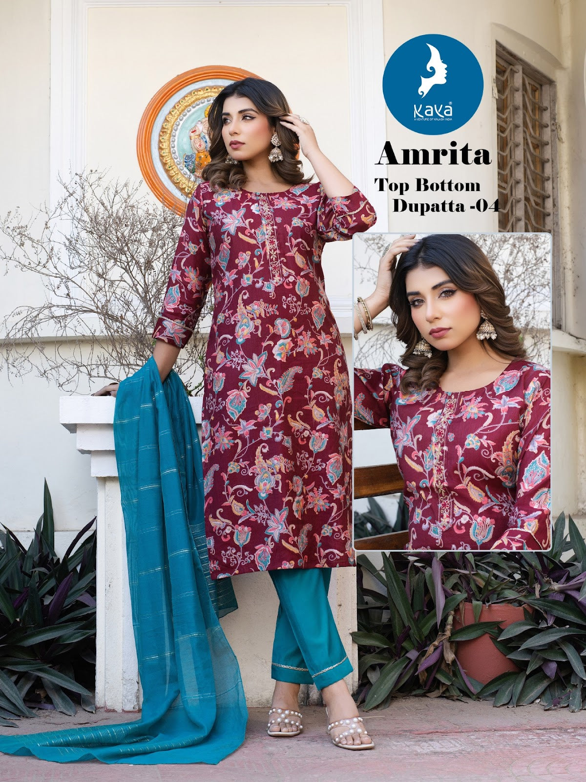 Amrita Kaya Vertican Readymade Pant Style Suits Supplier