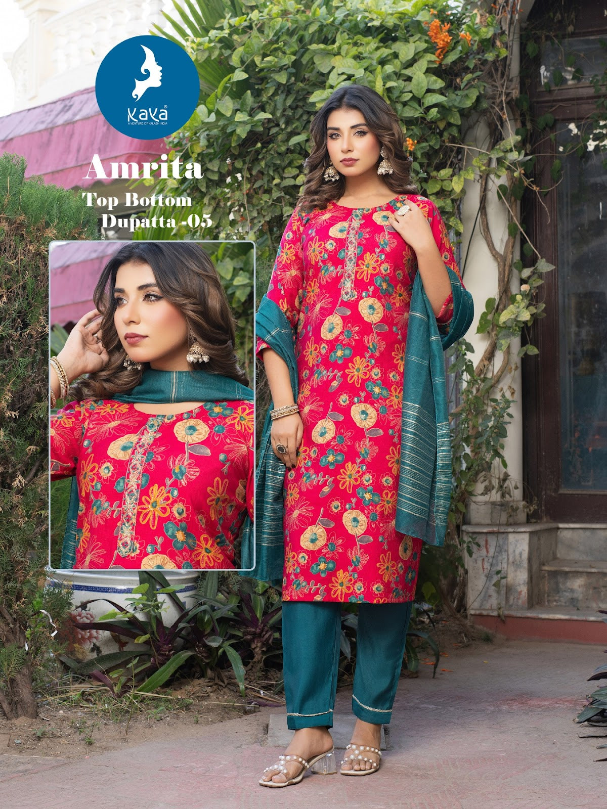 Amrita Kaya Vertican Readymade Pant Style Suits Supplier