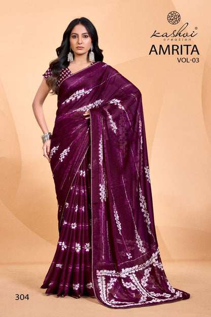 Amrita Vol 3 Kashvi Creation Dull Moss Sarees Wholesaler India