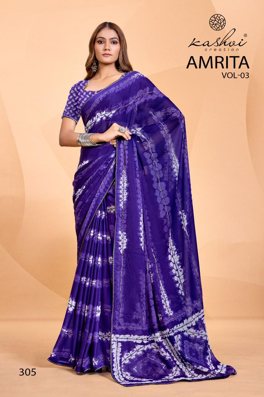 Amrita Vol 3 Kashvi Creation Dull Moss Sarees Wholesaler India