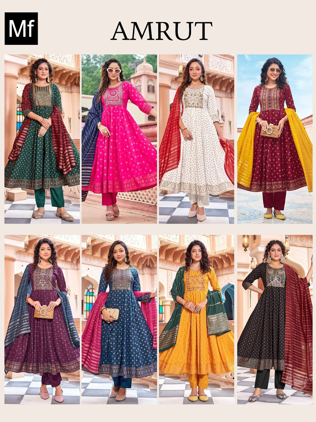 Amrut Mf Rayon 14Kg Readymade Pant Style Suits Wholesale Price