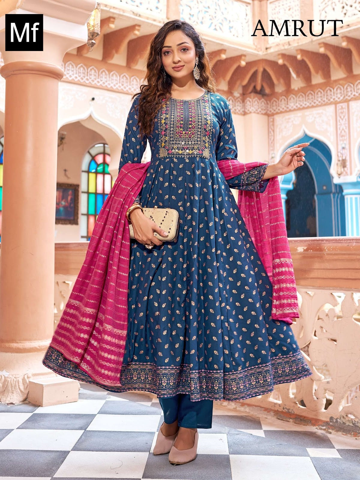 Amrut Mf Rayon 14Kg Readymade Pant Style Suits Wholesale Price