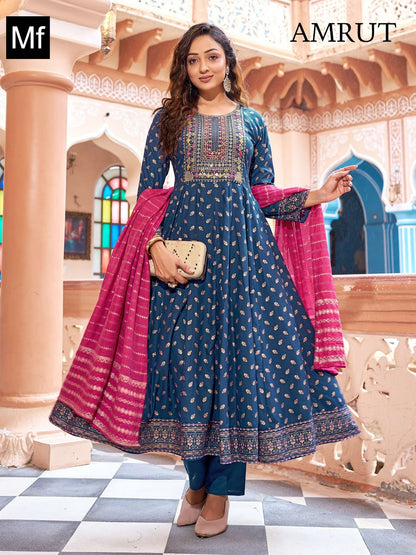 Amrut Mf Rayon 14Kg Readymade Pant Style Suits Wholesale Price