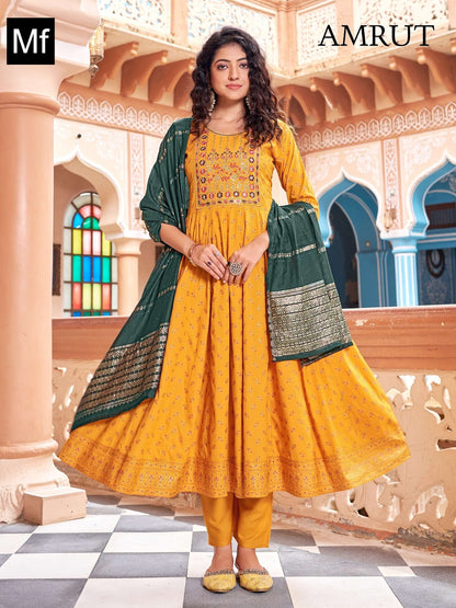 Amrut Mf Rayon 14Kg Readymade Pant Style Suits Wholesale Price