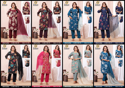 Amruta 0906 Zoya Vertican Readymade Pant Style Suits Supplier India