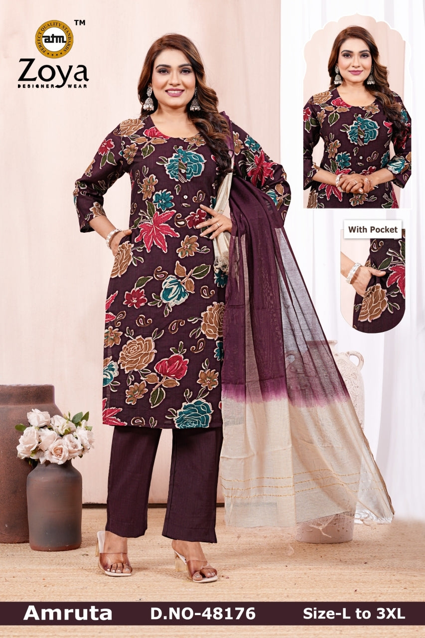 Amruta 0906 Zoya Vertican Readymade Pant Style Suits Supplier India