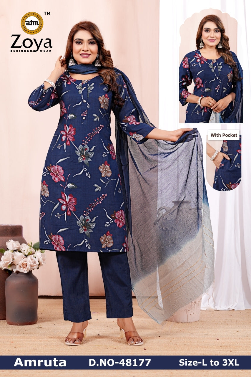 Amruta 0906 Zoya Vertican Readymade Pant Style Suits Supplier India