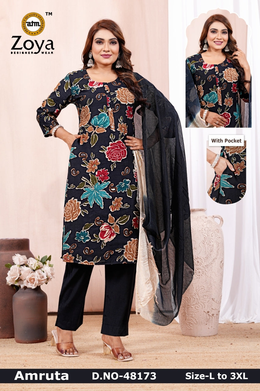 Amruta 0906 Zoya Vertican Readymade Pant Style Suits Supplier India