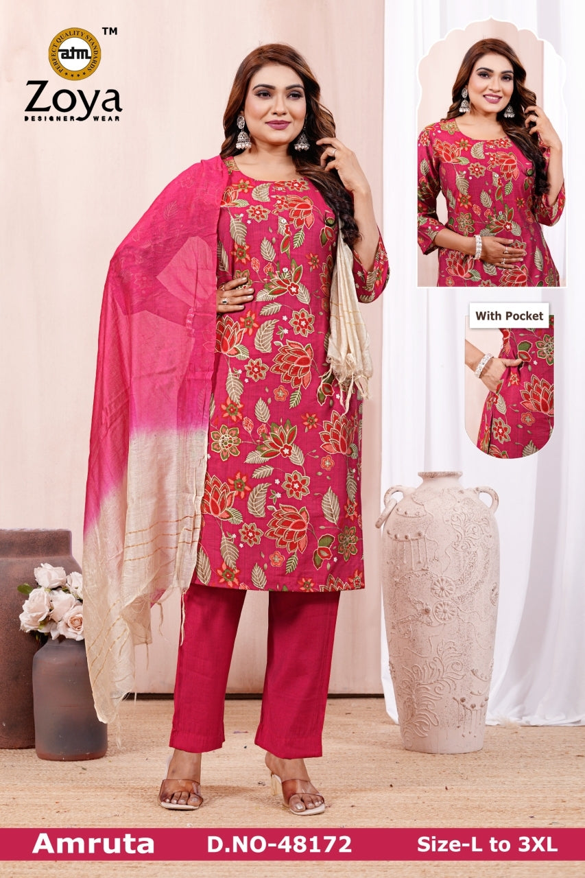 Amruta 0906 Zoya Vertican Readymade Pant Style Suits Supplier India