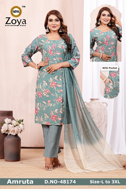 Amruta 0906 Zoya Vertican Readymade Pant Style Suits Supplier India