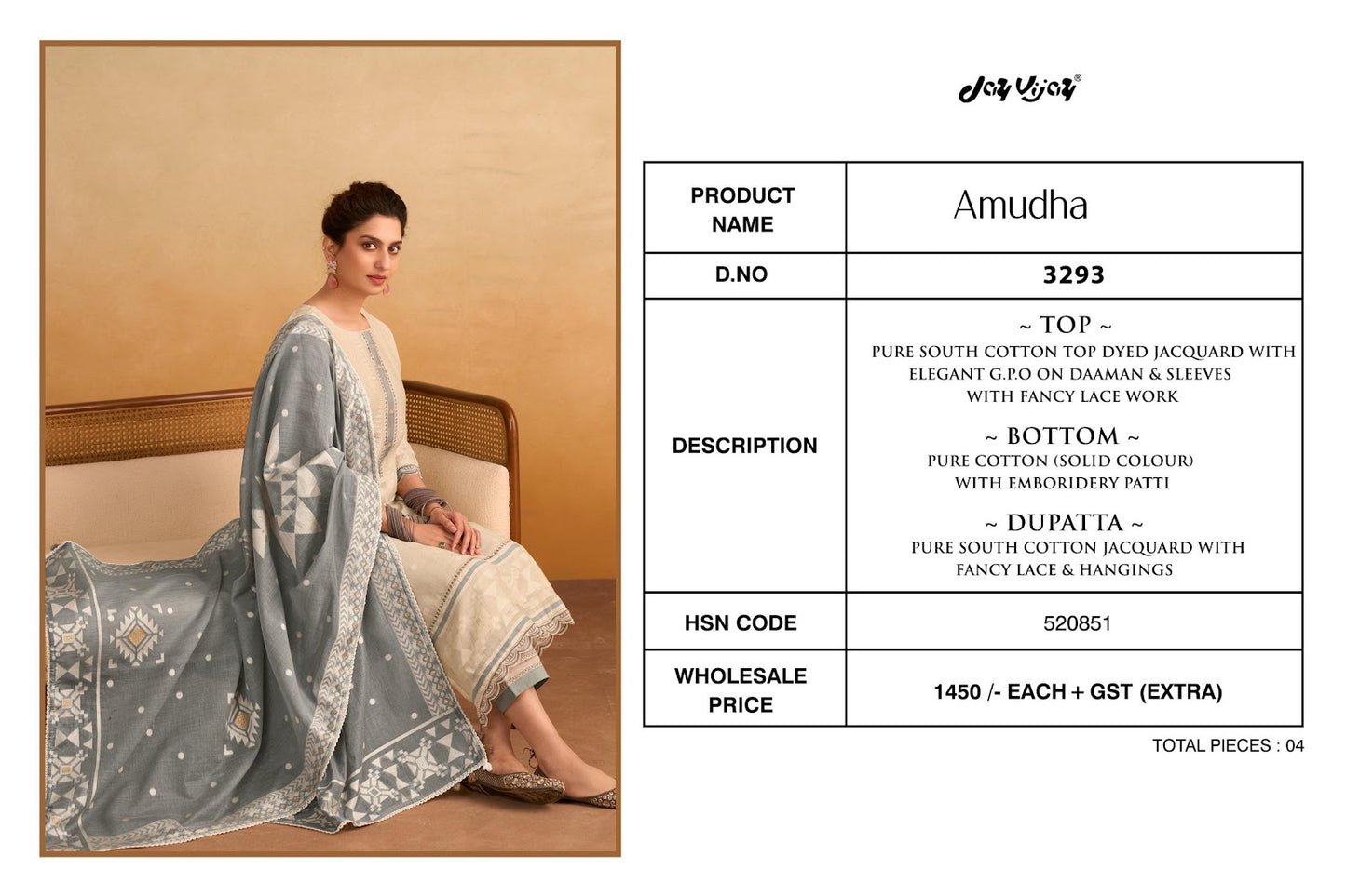 Amudha 3293 Jay Vijay Cotton Pant Style Suits Exporter Ahmedabad