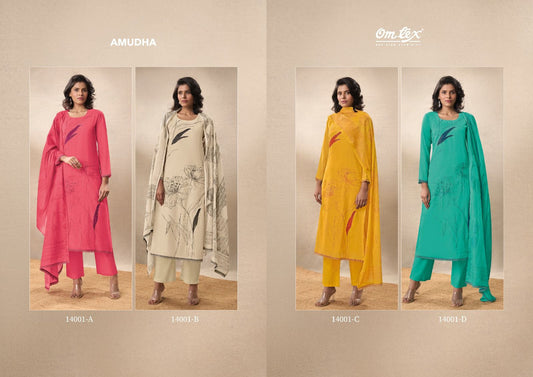Amudha Omtex Chanderi Silk Pant Style Suits Wholesaler India