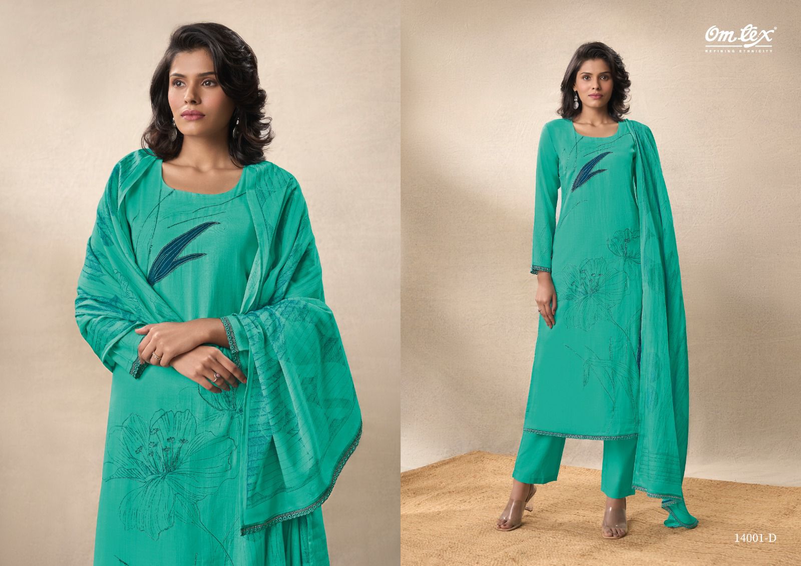 Amudha Omtex Chanderi Silk Pant Style Suits Wholesaler India