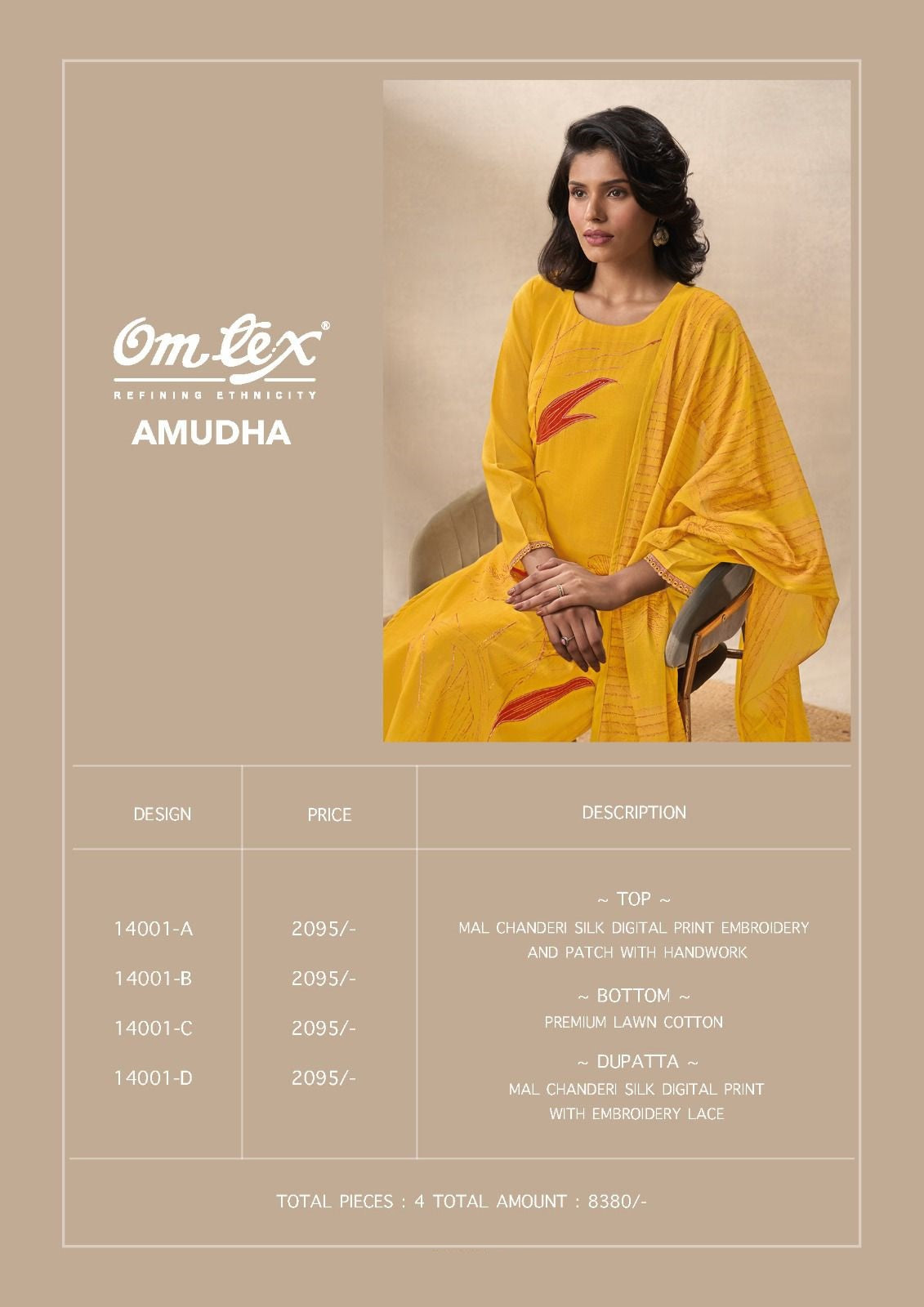 Amudha Omtex Chanderi Silk Pant Style Suits Wholesaler India