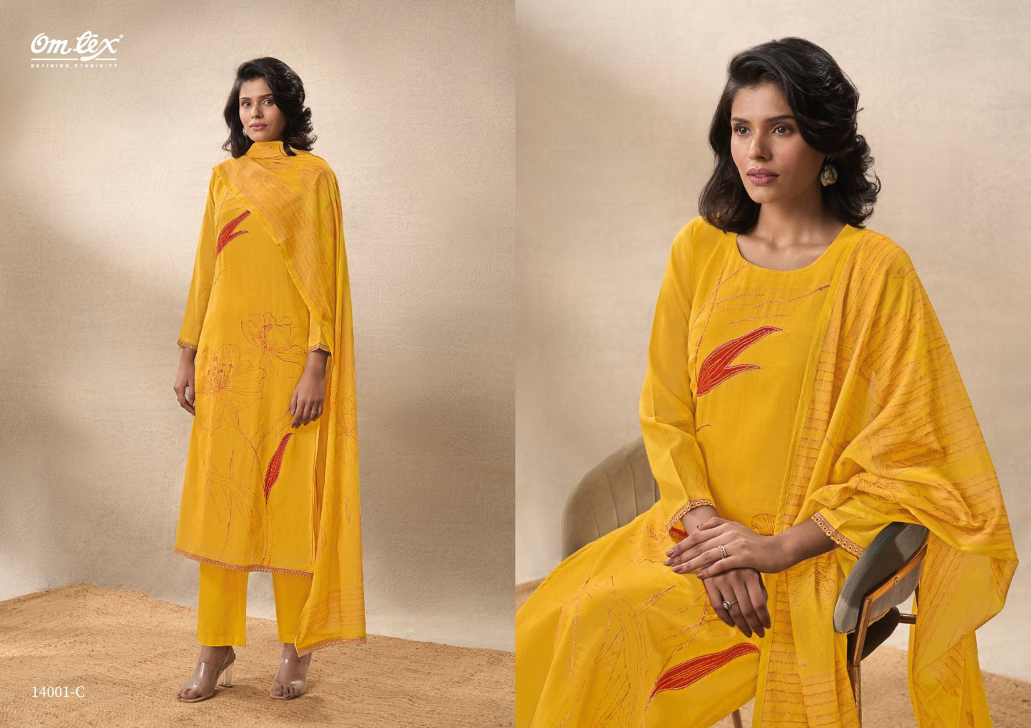 Amudha Omtex Chanderi Silk Pant Style Suits Wholesaler India