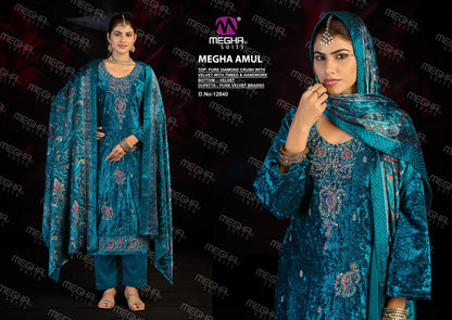 Amul Megha Crush Velvet Suits Supplier