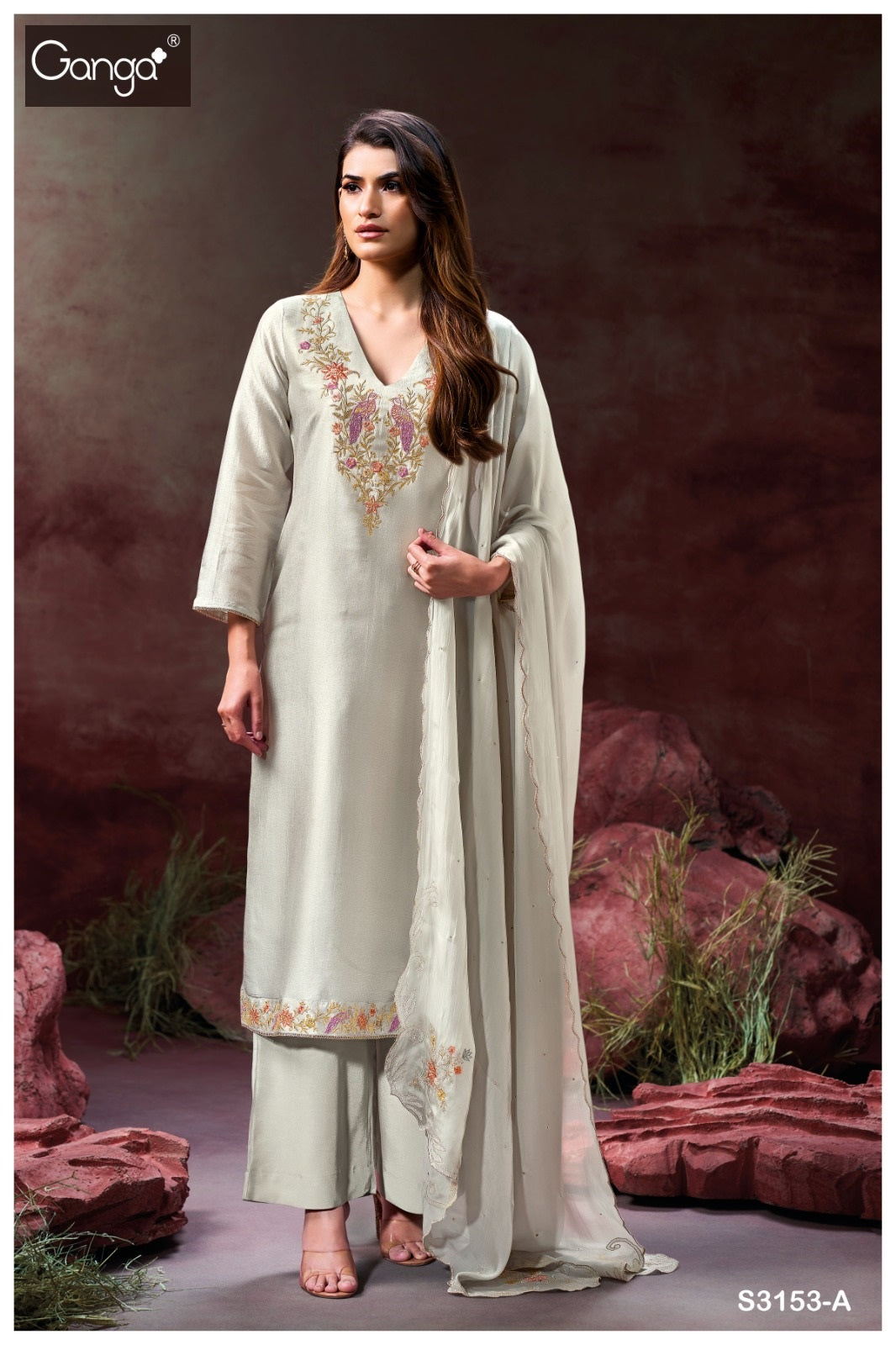 Amvi 3153 Ganga Premium Bemberg Plazzo Style Suits Exporter Gujarat