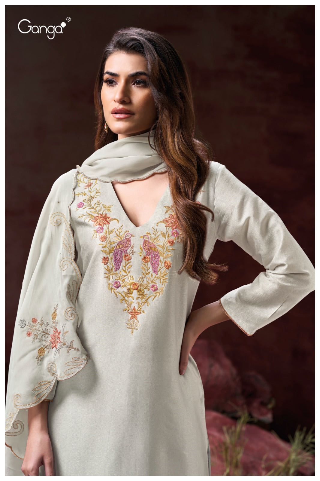 Amvi 3153 Ganga Premium Bemberg Plazzo Style Suits Exporter Gujarat