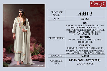 Amvi 3153 Ganga Premium Bemberg Plazzo Style Suits Exporter Gujarat