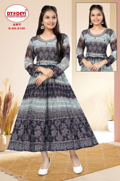 Amy Dn 8196 Dt Devi Silk Girls Kurti Supplier