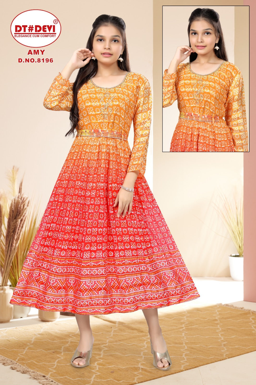 Amy Dn 8196 Dt Devi Silk Girls Kurti Supplier