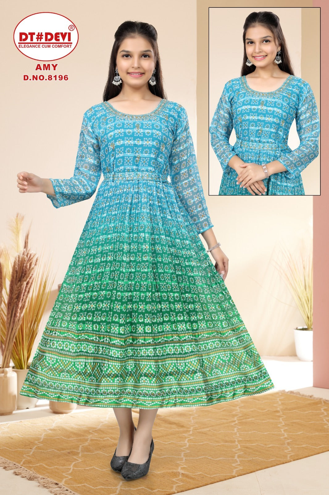 Amy Dn 8196 Dt Devi Silk Girls Kurti Supplier