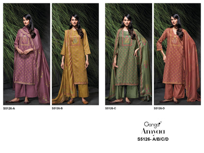 Amyaa S5126 Ganga Cotton Satin Plazzo Style Suits Wholesale Price