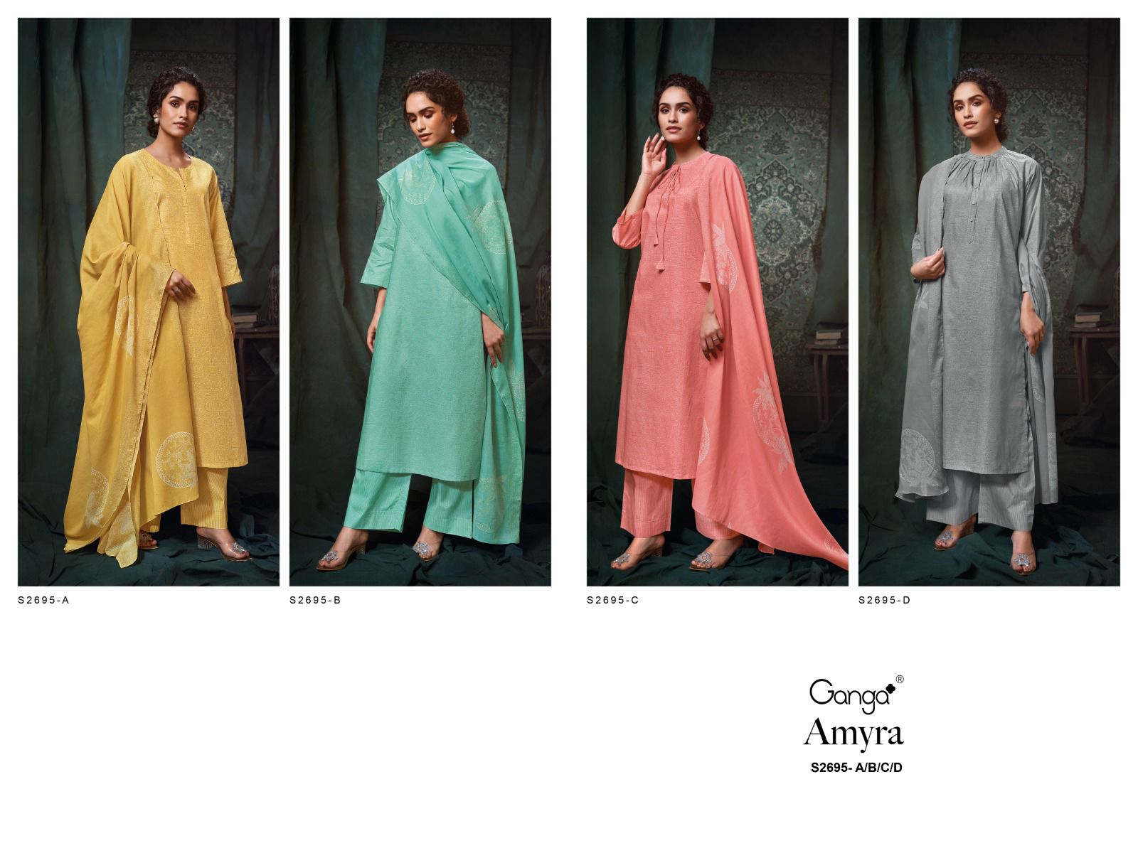 Amyra 2695 Ganga Cotton Plazzo Style Suits Manufacturer