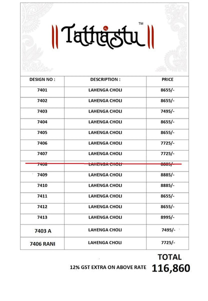 Anaara 7400 Series Tathastu Lehenga Choli Supplier Gujarat