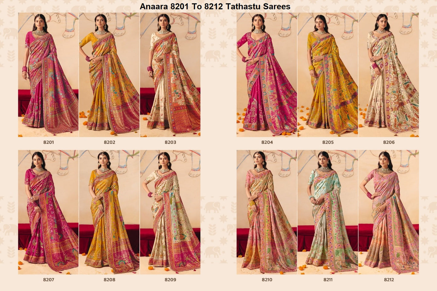 Anaara 8201 To 8212 Tathastu Dola Silk Sarees Exporter