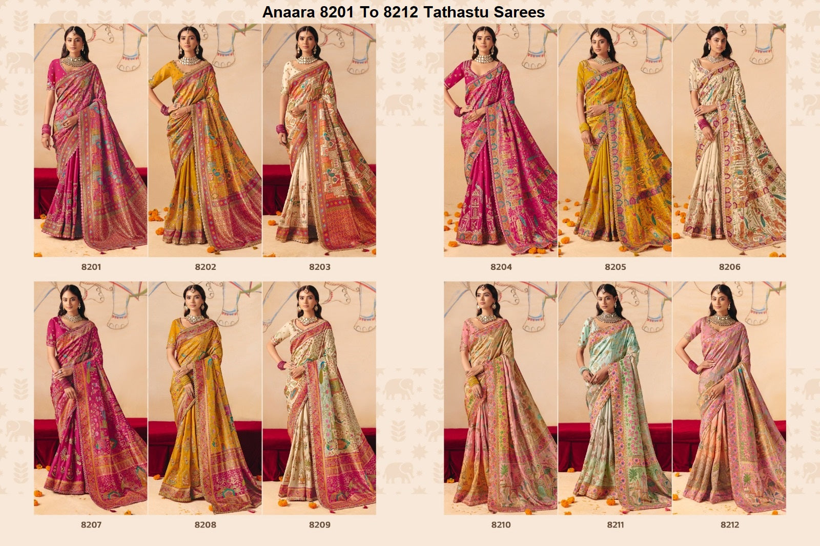 Anaara 8201 To 8212 Tathastu Dola Silk Sarees Exporter