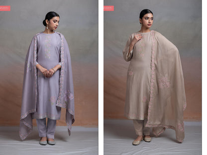 Anahat Naariti Mul Chanderi Pant Style Suits Wholesale Price