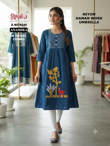 Anamika Rushika Reyon Anarkali Kurtis Wholesale Price