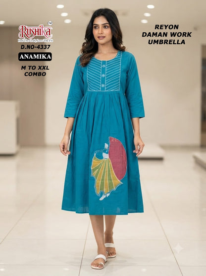 Anamika Rushika Reyon Anarkali Kurtis Wholesale Price
