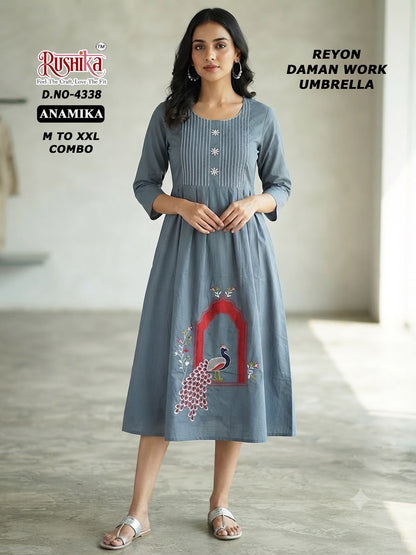 Anamika Rushika Reyon Anarkali Kurtis Wholesale Price