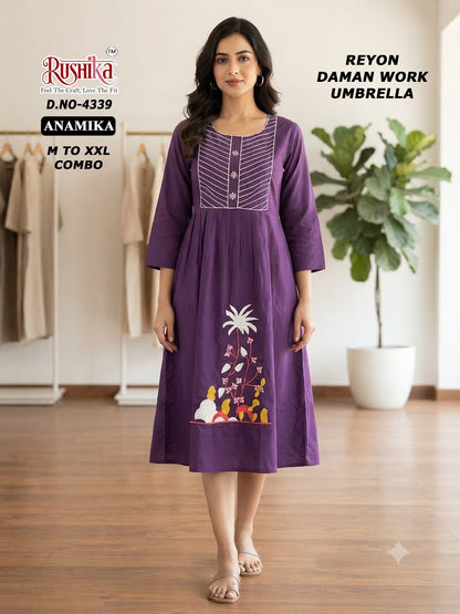 Anamika Rushika Reyon Anarkali Kurtis Wholesale Price