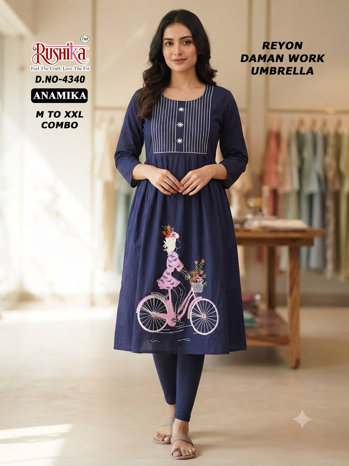 Anamika Rushika Reyon Anarkali Kurtis Wholesale Price