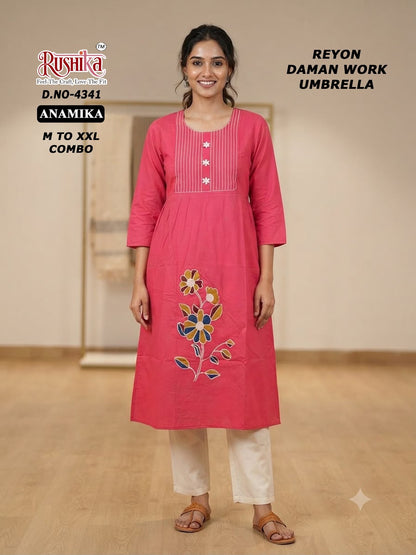 Anamika Rushika Reyon Anarkali Kurtis Wholesale Price
