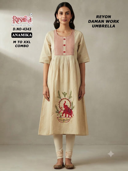 Anamika Rushika Reyon Anarkali Kurtis Wholesale Price