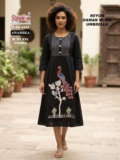 Anamika Rushika Reyon Anarkali Kurtis Wholesale Price