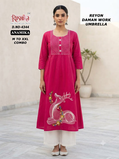 Anamika Rushika Reyon Anarkali Kurtis Wholesale Price