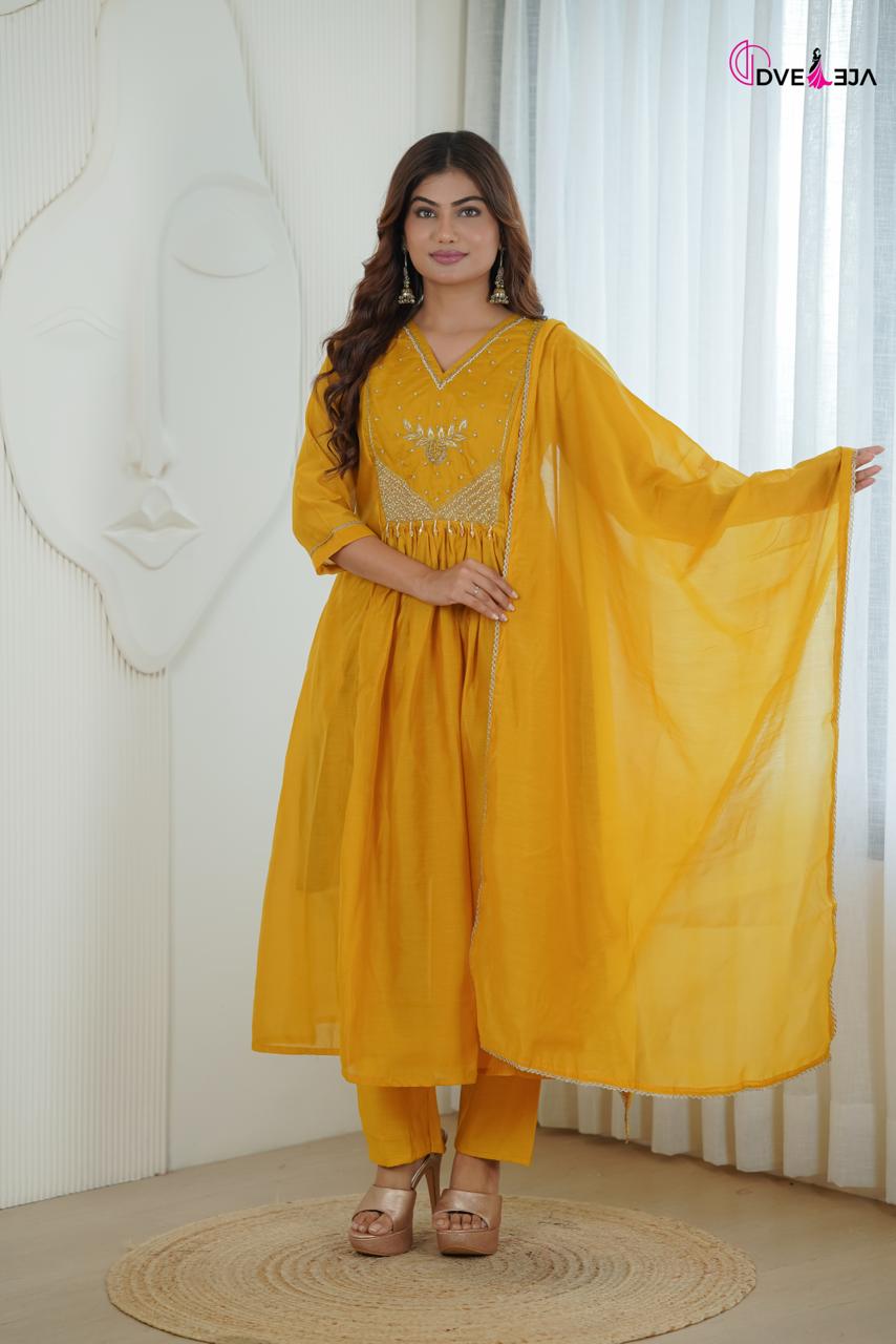 Anamika Series Dveeja Fashion Chanderi Readymade Anarkali Suits Exporter India